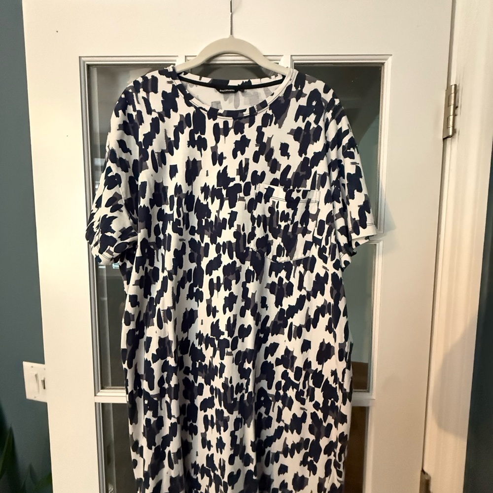 Marimekko Navy and Gray Abstract Mini Dress